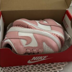 Nike Pink and White Sneakers Classic Design